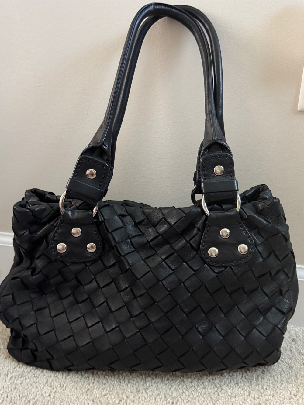 Desmo leather satchel bag from Italy